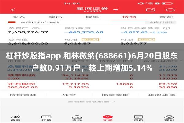 杠杆炒股指app 和林微纳(688661)6月20日股东户数0.91万户，较上期增加5.14%
