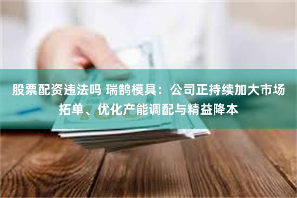 股票配资违法吗 瑞鹄模具:公司正持续加大市场拓单、优化产能调配与精益降本