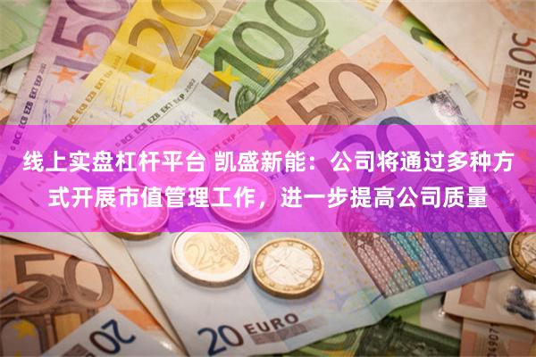 线上实盘杠杆平台 凯盛新能：公司将通过多种方式开展市值管理工作，进一步提高公司质量