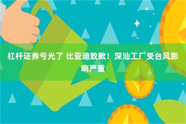 杠杆证券亏光了 比亚迪致歉！深汕工厂受台风影响严重