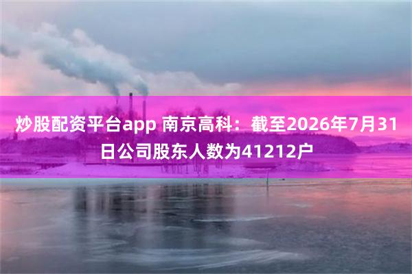 炒股配资平台app 南京高科：截至2026年7月31日公司股东人数为41212户