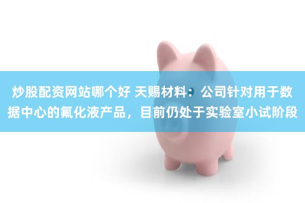 炒股配资网站哪个好 天赐材料：公司针对用于数据中心的氟化液产品，目前仍处于实验室小试阶段